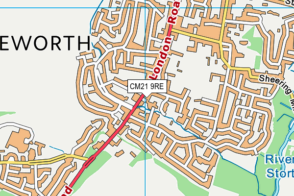 CM21 9RE map - OS VectorMap District (Ordnance Survey)