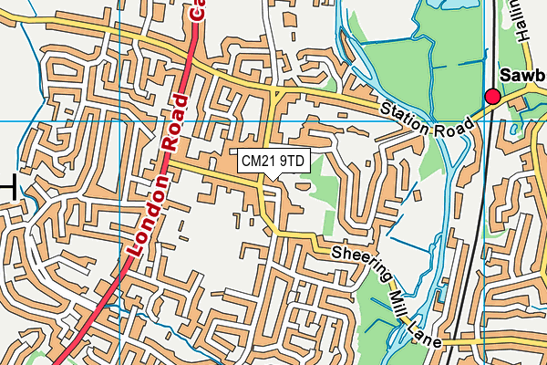 CM21 9TD map - OS VectorMap District (Ordnance Survey)