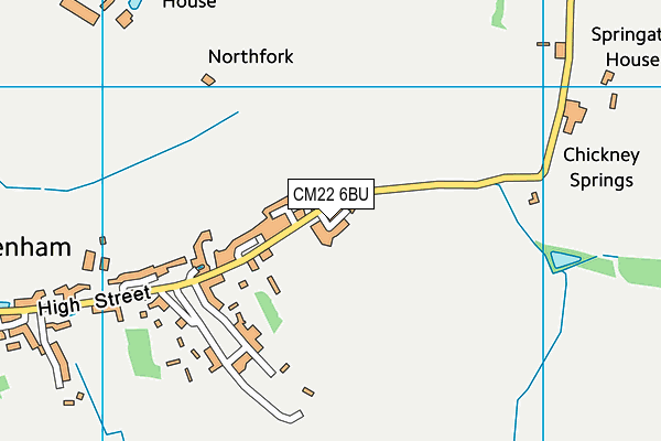 CM22 6BU map - OS VectorMap District (Ordnance Survey)