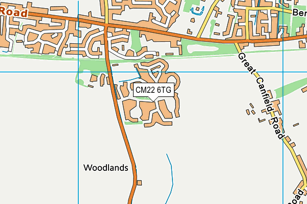 CM22 6TG map - OS VectorMap District (Ordnance Survey)