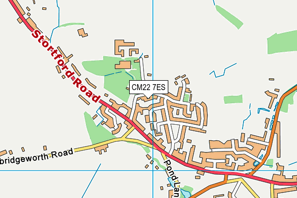 CM22 7ES map - OS VectorMap District (Ordnance Survey)