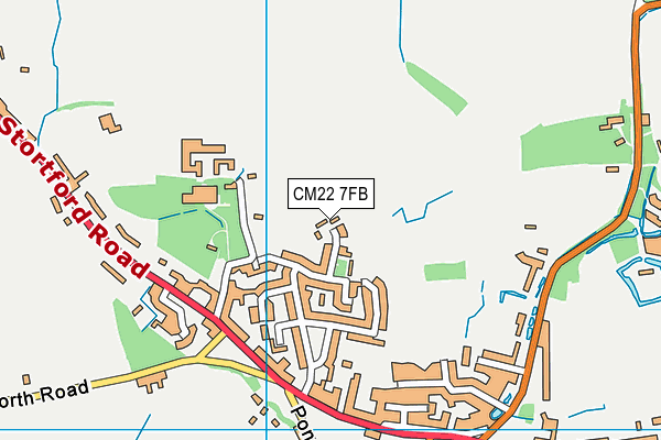 CM22 7FB map - OS VectorMap District (Ordnance Survey)