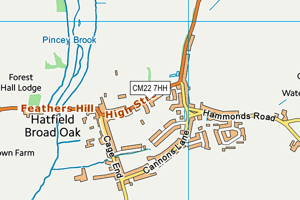 CM22 7HH map - OS VectorMap District (Ordnance Survey)