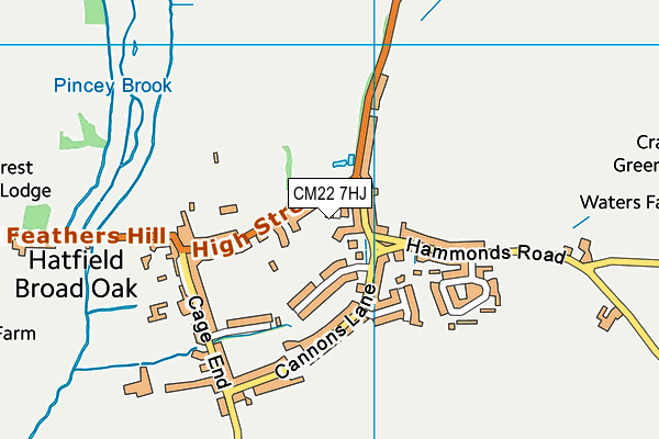 CM22 7HJ map - OS VectorMap District (Ordnance Survey)