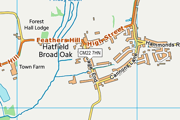 CM22 7HN map - OS VectorMap District (Ordnance Survey)