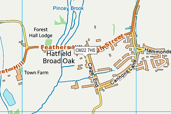 CM22 7HS map - OS VectorMap District (Ordnance Survey)