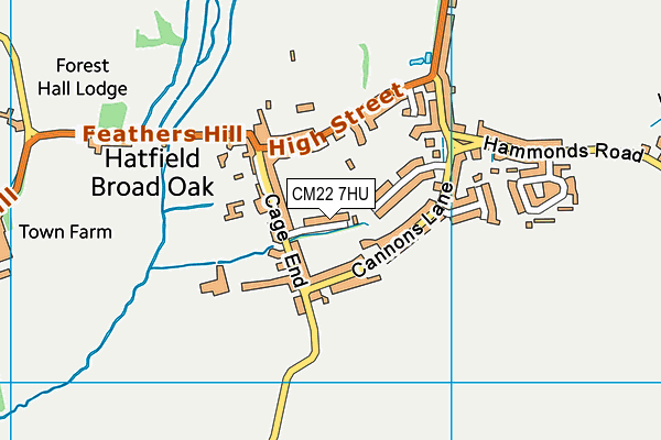 CM22 7HU map - OS VectorMap District (Ordnance Survey)