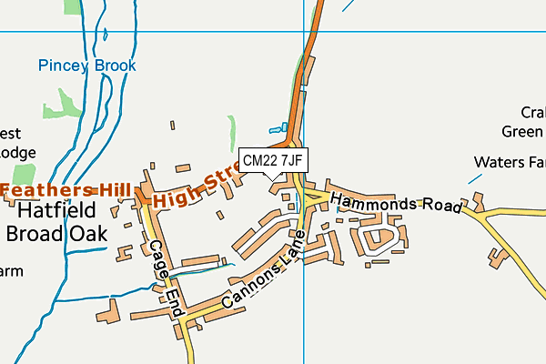 CM22 7JF map - OS VectorMap District (Ordnance Survey)