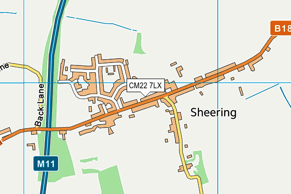 Sheering Recreation Ground (Closed) map (CM22 7LX) - OS VectorMap District (Ordnance Survey)