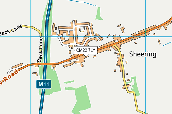 CM22 7LY map - OS VectorMap District (Ordnance Survey)