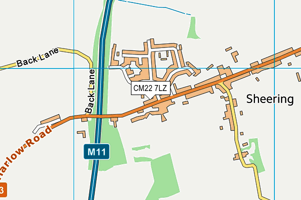 CM22 7LZ map - OS VectorMap District (Ordnance Survey)