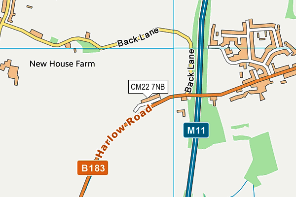 CM22 7NB map - OS VectorMap District (Ordnance Survey)