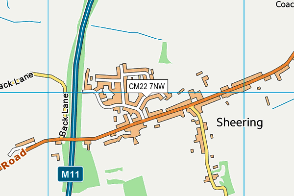 CM22 7NW map - OS VectorMap District (Ordnance Survey)