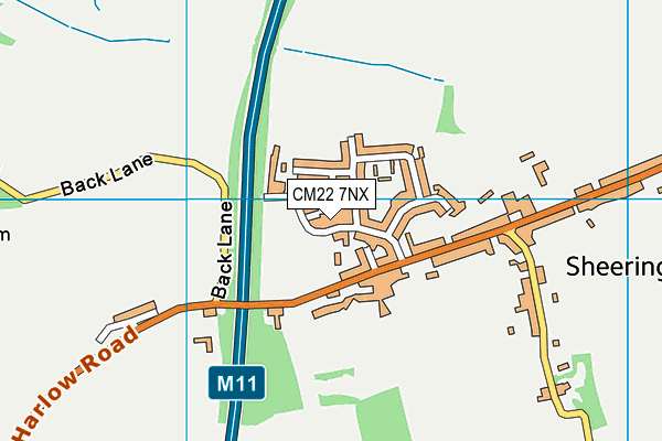 CM22 7NX map - OS VectorMap District (Ordnance Survey)