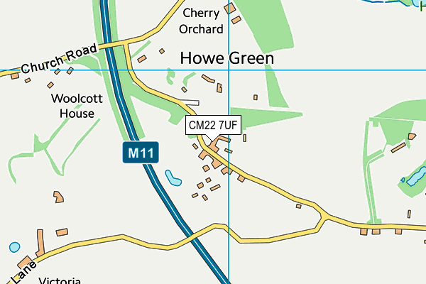 Howe Green House School map (CM22 7UF) - OS VectorMap District (Ordnance Survey)