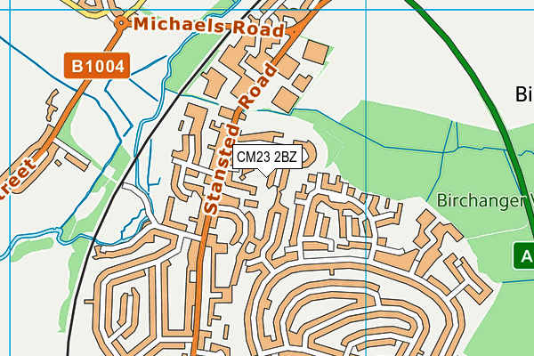 CM23 2BZ map - OS VectorMap District (Ordnance Survey)