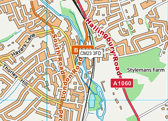 CM23 3FD map - OS VectorMap District (Ordnance Survey)