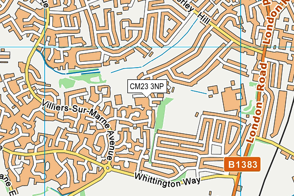 Richard Whittington Primary School map (CM23 3NP) - OS VectorMap District (Ordnance Survey)