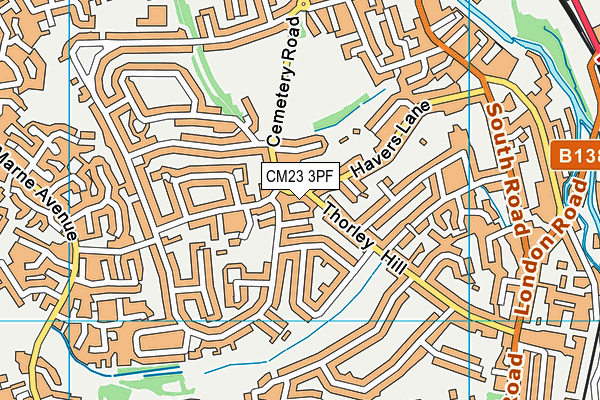 CM23 3PF map - OS VectorMap District (Ordnance Survey)