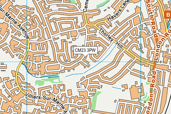 CM23 3PW map - OS VectorMap District (Ordnance Survey)