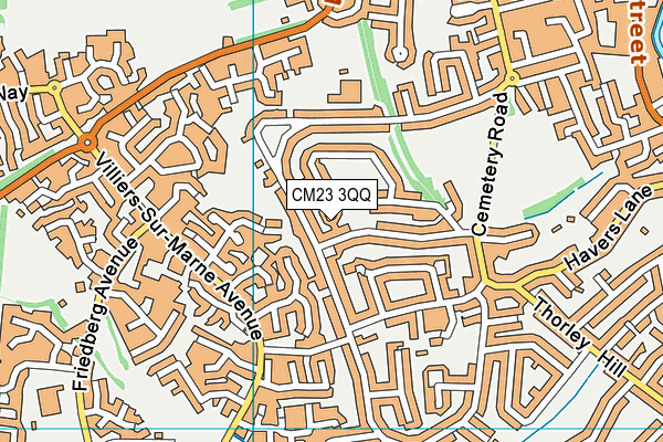 CM23 3QQ map - OS VectorMap District (Ordnance Survey)