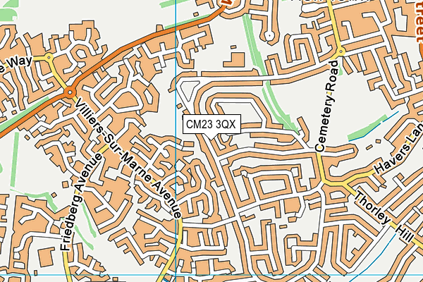 CM23 3QX map - OS VectorMap District (Ordnance Survey)