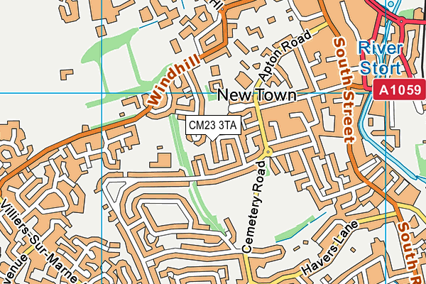 CM23 3TA map - OS VectorMap District (Ordnance Survey)