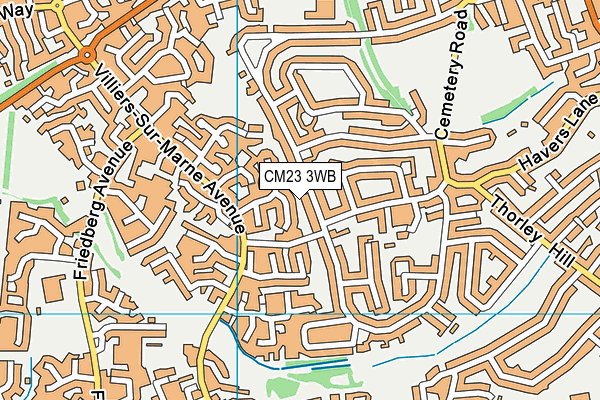 CM23 3WB map - OS VectorMap District (Ordnance Survey)