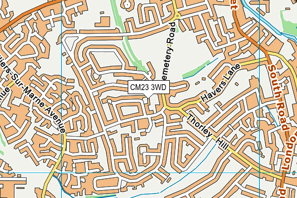 CM23 3WD map - OS VectorMap District (Ordnance Survey)
