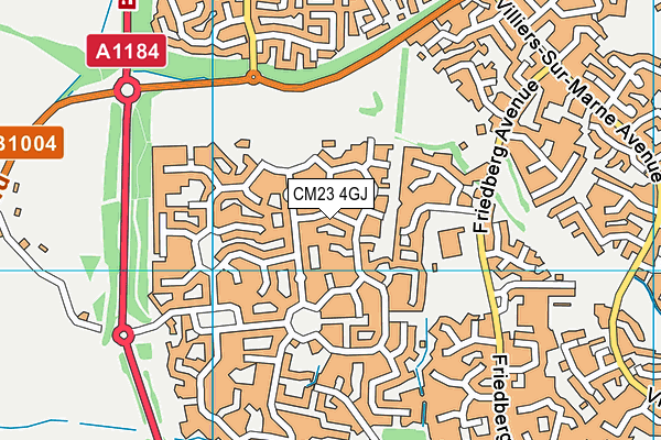 CM23 4GJ map - OS VectorMap District (Ordnance Survey)