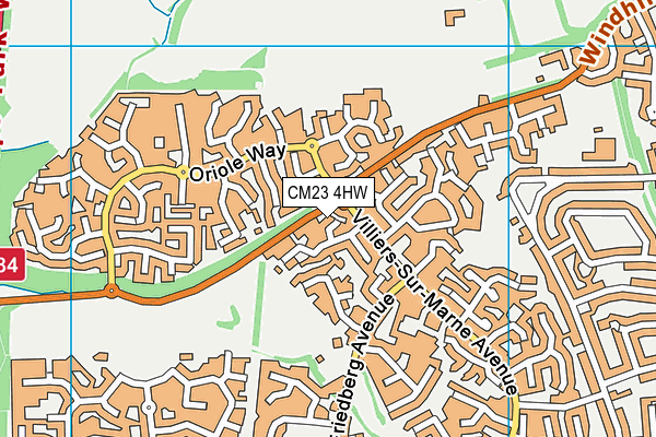 CM23 4HW map - OS VectorMap District (Ordnance Survey)