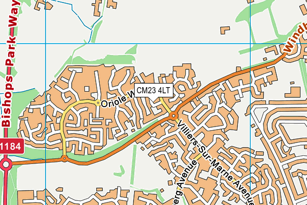 CM23 4LT map - OS VectorMap District (Ordnance Survey)