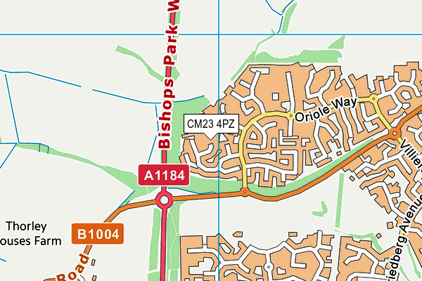 CM23 4PZ map - OS VectorMap District (Ordnance Survey)