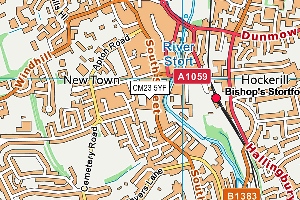 CM23 5YF map - OS VectorMap District (Ordnance Survey)