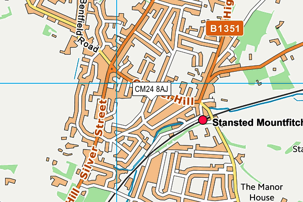 CM24 8AJ map - OS VectorMap District (Ordnance Survey)
