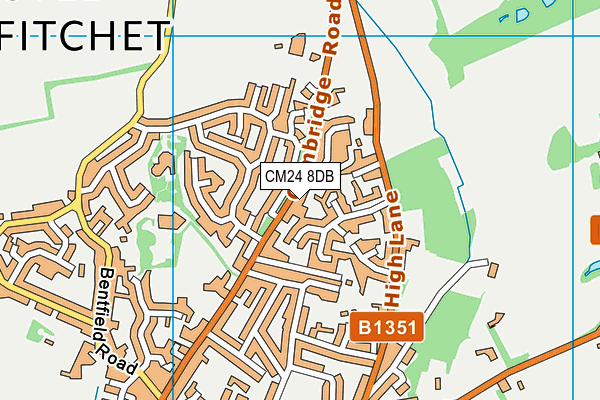 CM24 8DB map - OS VectorMap District (Ordnance Survey)