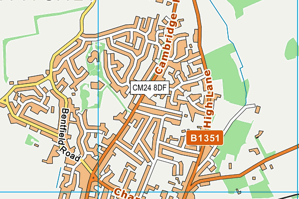 CM24 8DF map - OS VectorMap District (Ordnance Survey)