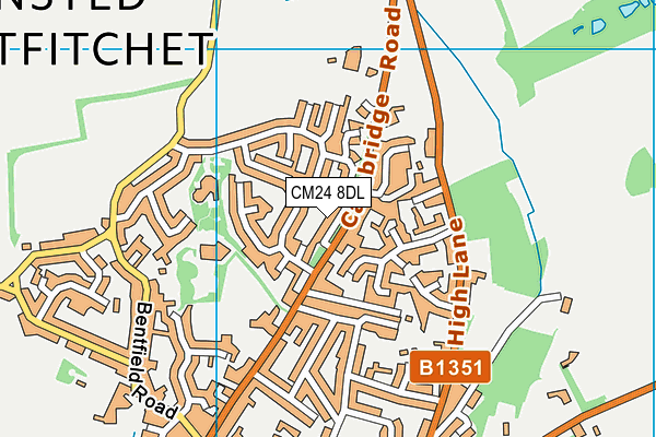 CM24 8DL map - OS VectorMap District (Ordnance Survey)