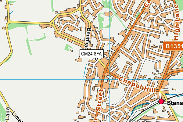 CM24 8FA map - OS VectorMap District (Ordnance Survey)