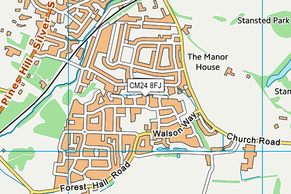 CM24 8FJ map - OS VectorMap District (Ordnance Survey)
