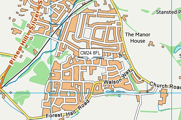 CM24 8FL map - OS VectorMap District (Ordnance Survey)