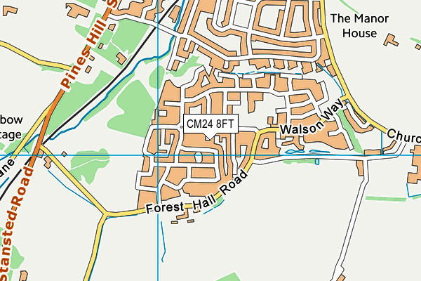CM24 8FT map - OS VectorMap District (Ordnance Survey)