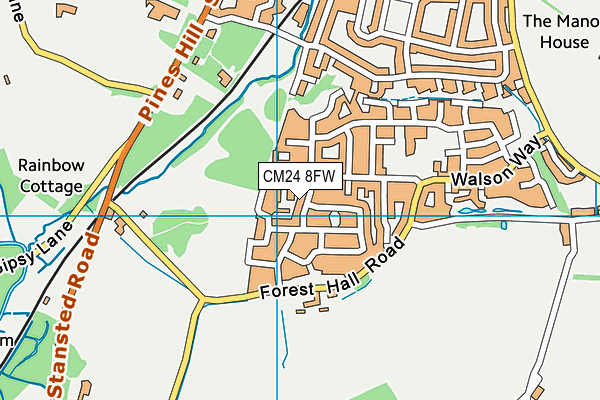 CM24 8FW map - OS VectorMap District (Ordnance Survey)