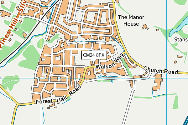 CM24 8FX map - OS VectorMap District (Ordnance Survey)