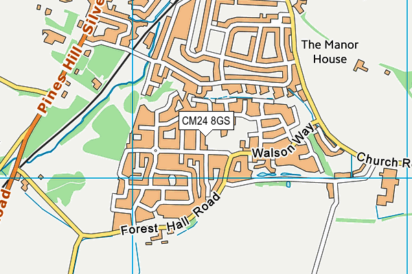 CM24 8GS map - OS VectorMap District (Ordnance Survey)