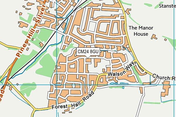 CM24 8GU map - OS VectorMap District (Ordnance Survey)