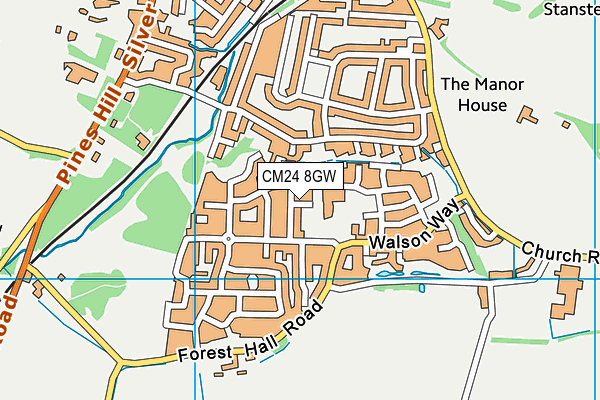 CM24 8GW map - OS VectorMap District (Ordnance Survey)