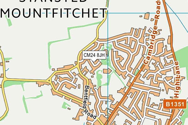 CM24 8JH map - OS VectorMap District (Ordnance Survey)