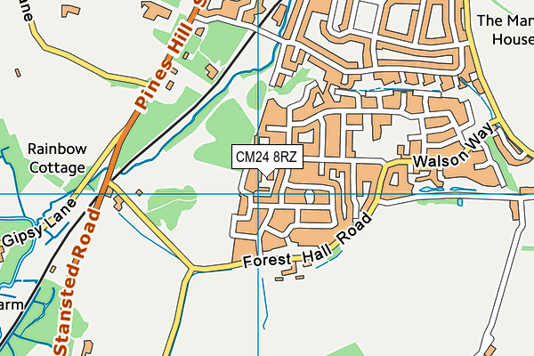 CM24 8RZ map - OS VectorMap District (Ordnance Survey)