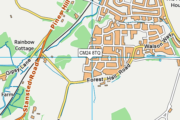 CM24 8TQ map - OS VectorMap District (Ordnance Survey)